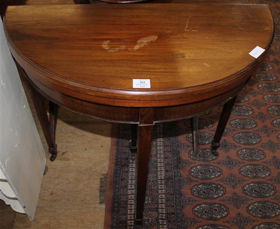 Sheraton revival mahogany demi-lune card table